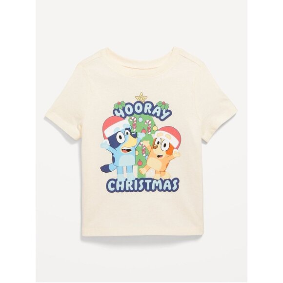 Old Navy Bluey Christmas Graphic T Shirt Toddler 3T Holiday Santa Hat Festive - Picture 1 of 4